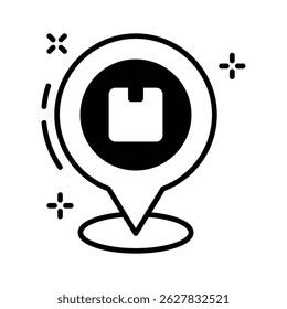 An editable glyph icon of delivery location marker