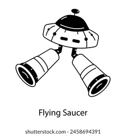 Editable glyph icon of a flying saucer 