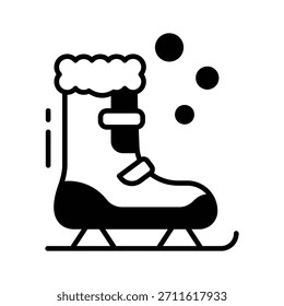 An editable glyph icon of ice skating shoes, ready to use vector