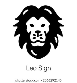 Editable glyph icon of leo sign