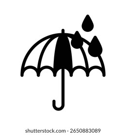 An editable glyph icon of rain umbrella