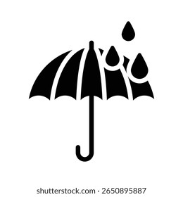 An editable glyph icon of rain umbrella