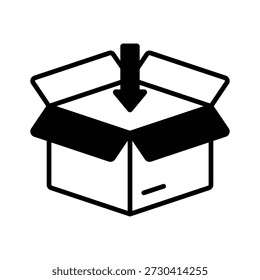 An editable glyph icon showing received package box