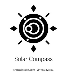 An editable glyph icon of solar compass 