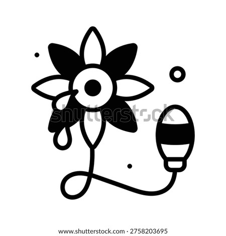 Editable glyph icon of squirting flower classic clown prank