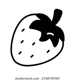 An editable glyph icon of strawberry fruit, health food