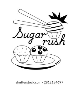 An editable glyph sticker of sugar rush dessert is beautifully made.