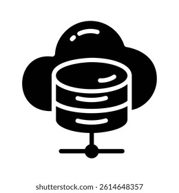 An editable glyph style icon of cloud database connection