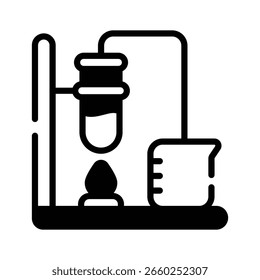 Un icono de estilo de glifo editable del experimento de calentamiento de laboratorio