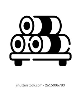 An editable glyph style icon of log cakes