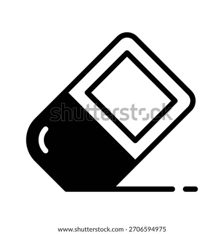 Editable glyph style icon of school eraser