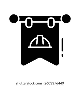 An editable glyph style icon showing labour banner