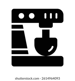 An editable glyph style icon showing coffee machine with a cup