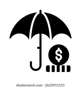 Un icono de estilo de glifo editable que muestra el seguro de dinero