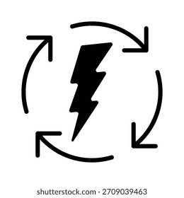 An editable glyph style icon showing renewable energy
