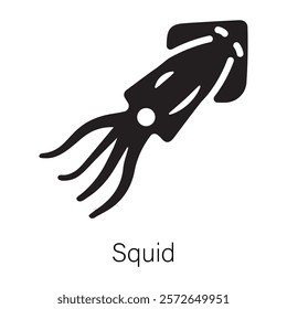 Editable glyph style icon of a squid