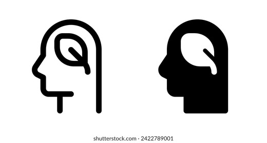 Icono de vector de mentalidad que puede editarse en verde, respetuoso con el medio ambiente. Medio ambiente, ecología, eco-friendly. Parte de una familia de iconos grandes. Perfecto para interfaces web y de aplicaciones, presentaciones, infografías, etc