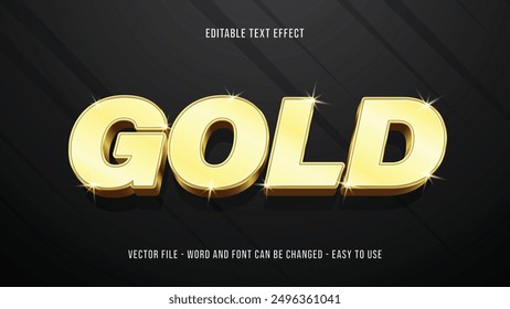 Plantilla de efecto de texto 3D de oro editable