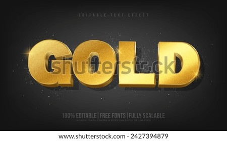 Editable gold text effect with retro, metal, shiny glitter effect and grunge texture. Luxury gold text effect for social media business marketing banner. Golden typography logo 3d rendering mockup.