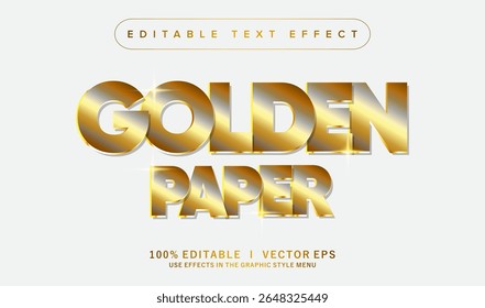 Efecto de texto de Vector de papel dorado editable con diseño de estilo moderno