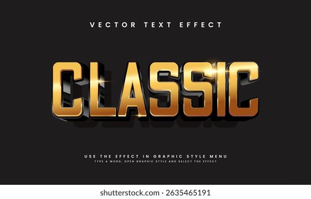 Efeito de texto dourado editável, estilo clássico, design de vetor premium. Perfeito para logotipos e marcas.