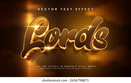 Editable golden text effect with luxurious brown and gold style, 