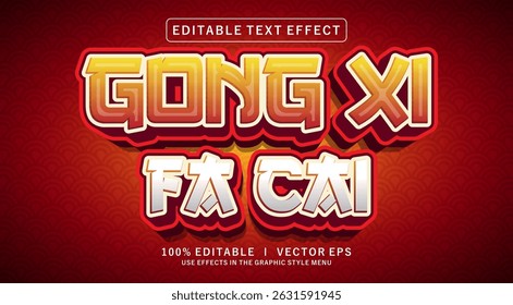 editable gong xi fa cai vector text effect with modern style design
