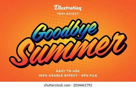 editable goodbye summer text effect vector modern style