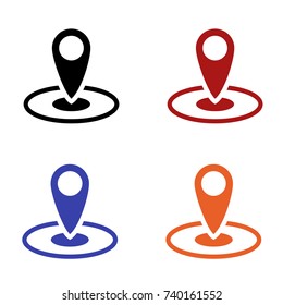 editable gps location icon in black red blue and orange colors isolated for applications and web pages