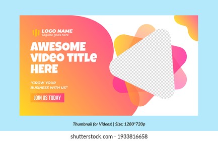 Editable Gradient Video Thumbnail for all platforms gradient fully customizable video thumbnail