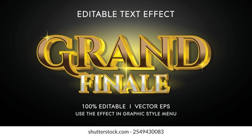 Efecto de texto 3D de gran final de Vector editable con diseño de estilo moderno