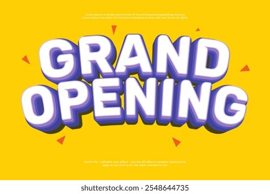 Editable grand opening promotion 3D text effect template