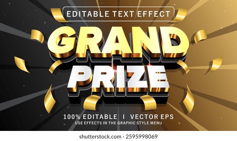 editable grand prize 3d vector text effect with modern style design