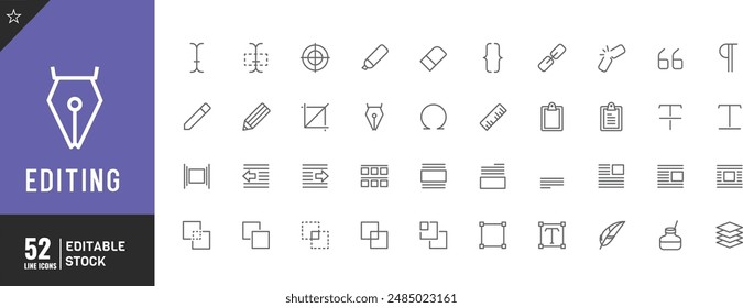 Conjunto de iconos de línea de Diseño gráfico editable. Ilustración vectorial.	
