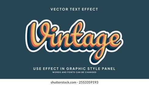 Editable Graphic Style For Text Effect. Vintage Style