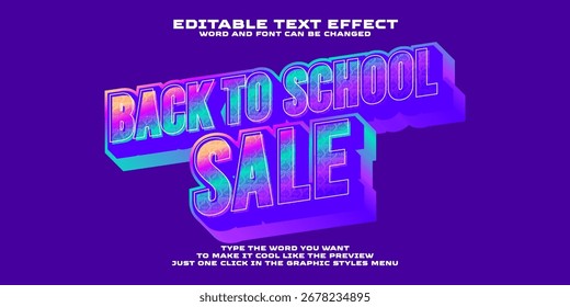 Editable graphic text effect back to school sale style