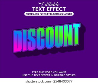 Estilo editável de desconto de efeito de texto gráfico