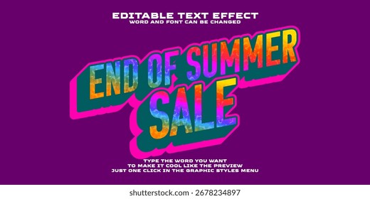 Editable graphic text effect end of summer sale style