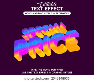 Editable graphic text effect special price style