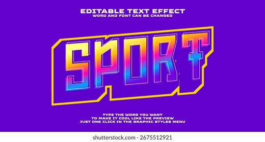 Estilo de deporte de efecto de texto gráfico editable