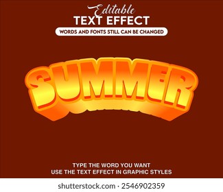 Editable graphic text effect summer style