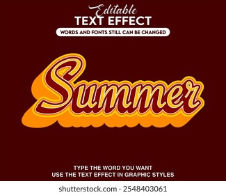 Editable graphic text effect summer style