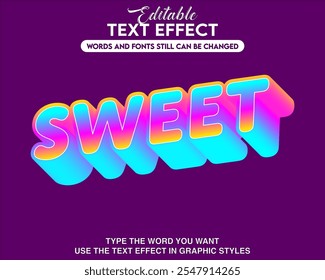 Efecto de texto gráfico editable estilo dulce