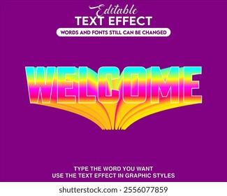 Editable graphic text effect welcome style