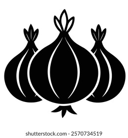 Editable graphic of three onion silhouettes