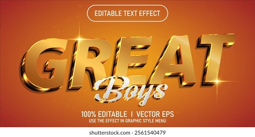 editable great boys vector text effect with modern style design