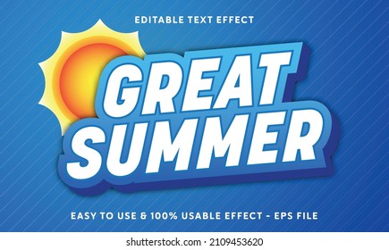 editable great summer vector text effect with modern style design