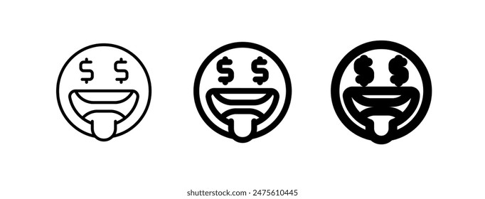 Editable greedy face expression emoticon vector icon. Part of a big icon set family. Part of a big icon set family. Perfect for web and app interfaces, presentations, infographics, etc