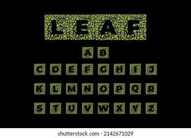 Editable Green Square Alphabet Leaf Leaves Foliage Illustration Vector