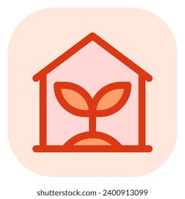 Icono de vector de invernadero editable. Jardinería, planta, edificio. Parte de una familia de iconos grandes. Perfecto para interfaces web y de aplicaciones, presentaciones, infografías, etc